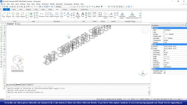 BricsCAD V19 Tutorial 82: How to create 3D Text in Bricscad? | MText, Text Explode, Extrude | Hindi смотреть онлайн