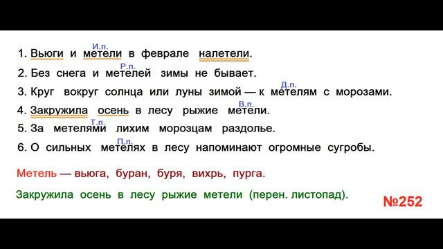 ГДЗ РУССКИЙ ЯЗЫК УПРАЖНЕНИЕ.252 КЛАСС 4 КАНАКИНА ЧАСТЬ 1 смотреть онлайн