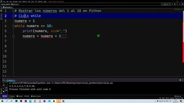 Mostrar los números del 1 al 10 en Python смотреть онлайн