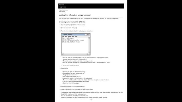 SONY WALKMAN NW-A306 YY1301B1 (01) PDF MANUAL смотреть онлайн