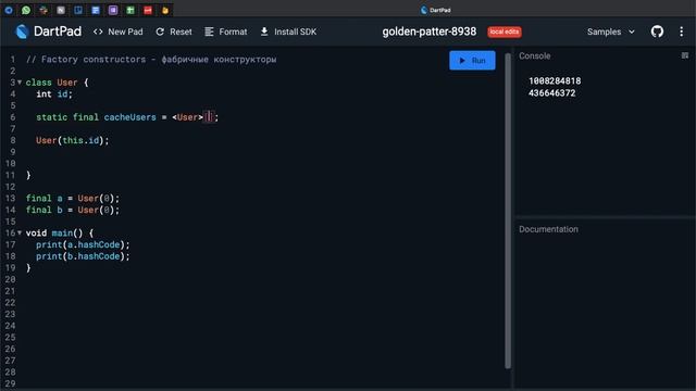 Dart (Flutter) - Фабричные конструкторы (factory constructors). Пример работы обычных и фабричных смотреть онлайн