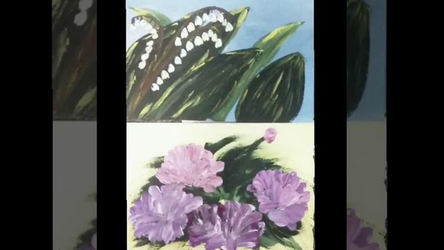 мк "Цветы-пионы. ландыши. лотосы" - ПравоПолушарное рисование смотреть онлайн