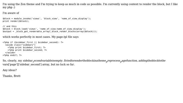 Drupal: How can I render a block in the sidebar in php? смотреть онлайн