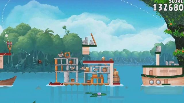 Angry Birds Rio Feather Bonus #2 Blossom River 3 Star Walkthrough смотреть онлайн