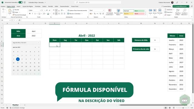Como Criar um CALENDÁRIO MENSAL no Excel [NÍVEL AVANÇADO] - Passo a Passo смотреть онлайн
