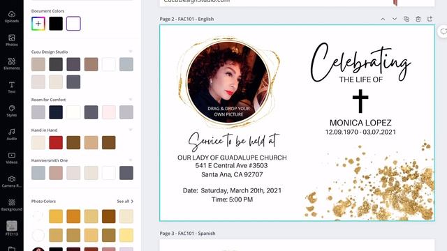 CANVA FUNERAL CARD | In Loving Memory Funeral Invitation Template | FAC101 смотреть онлайн
