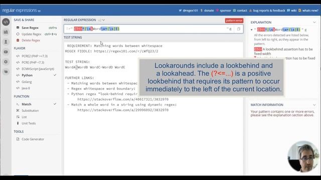 Matching words between whitespace characters or start/end of string смотреть онлайн