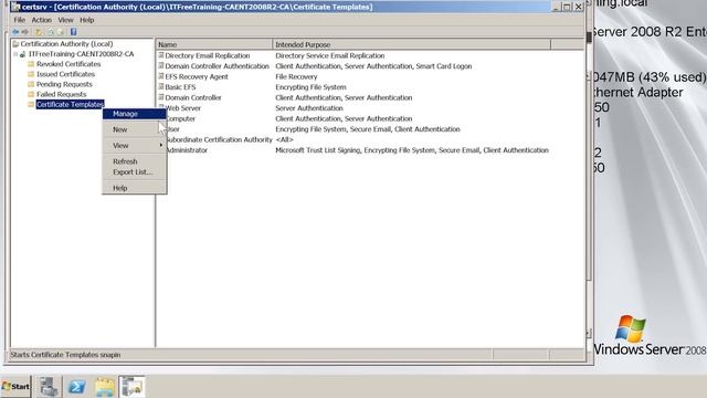 Installing Enterprise CA for AD FS on Windows Server 2008 R2 смотреть онлайн