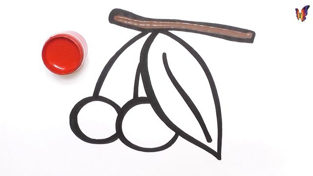 Как нарисовать и раскрасить вишню. Раскраска для детей. Изучаем цвета. Раскраски малышам смотреть онлайн