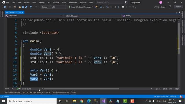 Swap two Numbers Example - c++ programing basics смотреть онлайн