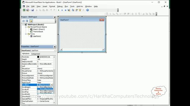 Add Show Scrollbar To A VBA Userform Excel смотреть онлайн