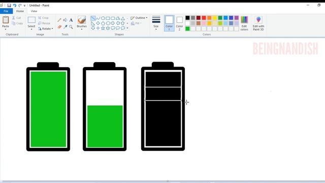 How to draw Battery Logo Icon on computer using Ms Paint. смотреть онлайн
