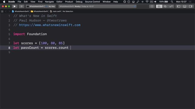 Counting items in Swift with count(where:) смотреть онлайн