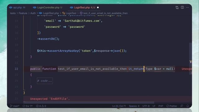 Laravel Test Driven API - Auth User Login смотреть онлайн