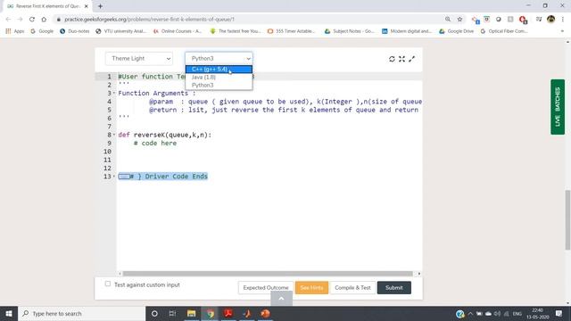 Reverse First K elements of Queue using STACK | Python | Castor Classes смотреть онлайн