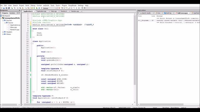 Coding "Conway's Game of Life" Cellular Automaton in C++/ SFML смотреть онлайн