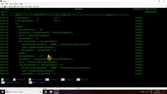 Dynamically sized array in RPG AS400 смотреть онлайн
