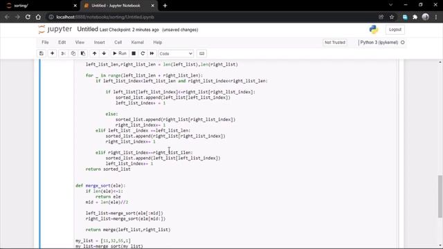 MERGE SORT, QUICK SORT USING PYTHON смотреть онлайн