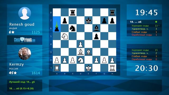 Анализ шахматной партии: Kermzy - Renesh goud, 1-0 (по ChessFriends.com) смотреть онлайн