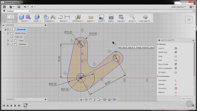 Applying Constraints and Dimensions in Fusion 360 смотреть онлайн
