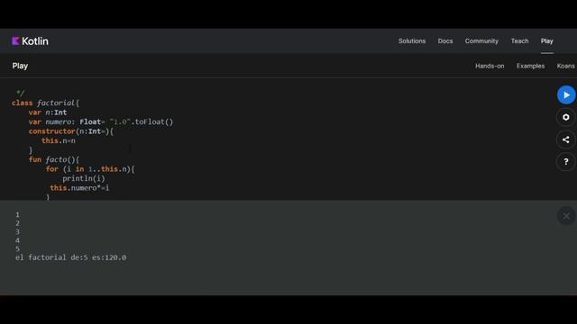 kotlin. Clase Factorial смотреть онлайн