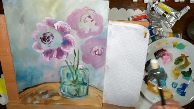 Peony Painting in Water Mixable Oils // Time Lapse Sketchbook Sunday смотреть онлайн