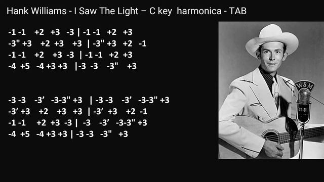 practice: Hank Williams - I Saw The Light – C key harmonica - TAB смотреть онлайн