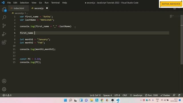 JavaScript Variables and Data Types in Telugu by Kotha Abhishek 2022 смотреть онлайн