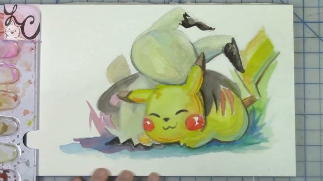 Pikachu & Mimikyu Gouache Painting смотреть онлайн