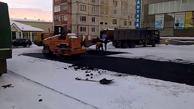 Укладка асфальта в разгар зимы! Г. Норильск