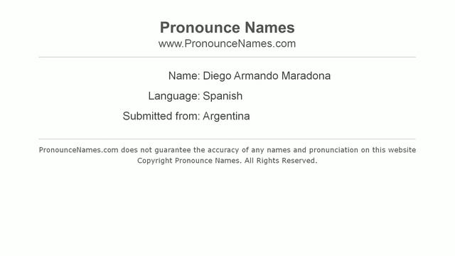 How to pronounce Diego Armando Maradona (Spanish/Argentina) - PronounceNames.com смотреть онлайн