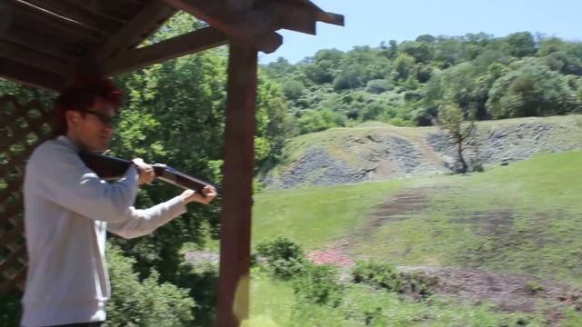 Shooting Clay Discs At Skeet Shooting