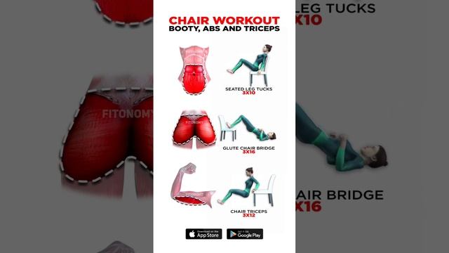 CHAIR WORKOUT ??️♀️ BOOTY, ABS AND TRICEPS?? смотреть онлайн