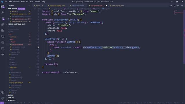 SP21 Web Apps: 33 - Quiz Play Page - Reading a Firestore Document with a Custom Hook смотреть онлайн