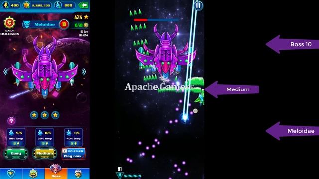 Boss 10 Meloidae GALAXY ATTACK: ALIEN SHOOTER | Easy I Medum I Hard смотреть онлайн