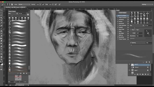 How to draw portrait of old woman in photoshop смотреть онлайн