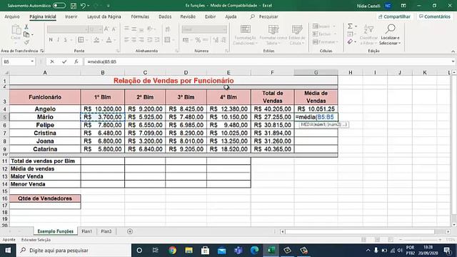 Aula 3 - Microsoft Excel - Funções (SOMA, MÉDIA, MÁXIMO, MÍNIMO e CONT.VALORES) смотреть онлайн