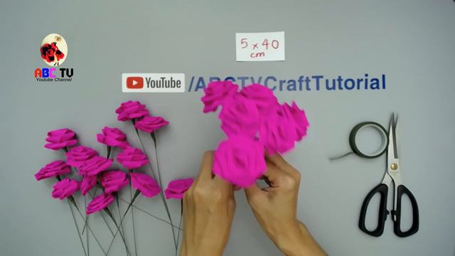 ABC TV | How To Make Paper Rose Flower Bouquet From Crepe Paper (Slowly) - Craft Tutorial смотреть онлайн