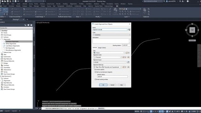 Alignment From Polyline AutoCad Civil 3d
