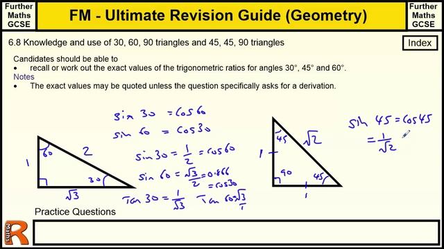 Geometry (Know and Use of sin cos tan of 30 45 60) Ultimate revision guide for Further maths GCSE смотреть онлайн