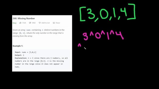 Leetcode Missing Number | Bit Manipulation | Python смотреть онлайн