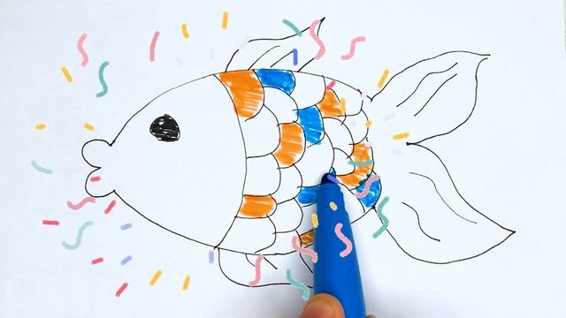 Раскрашиваем и рисуем картинку рыбки - Draw A Picture Of A Fish For Children