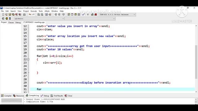 Write a C++ program to inserting new element in an array. смотреть онлайн