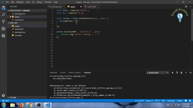 شرح Node js بالعربي | الدرس التاسع Reading HTML File | أكاديمية إمام смотреть онлайн