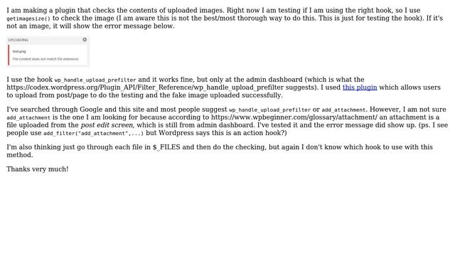 Wordpress: Hook for validating and rejecting frontend image upload смотреть онлайн