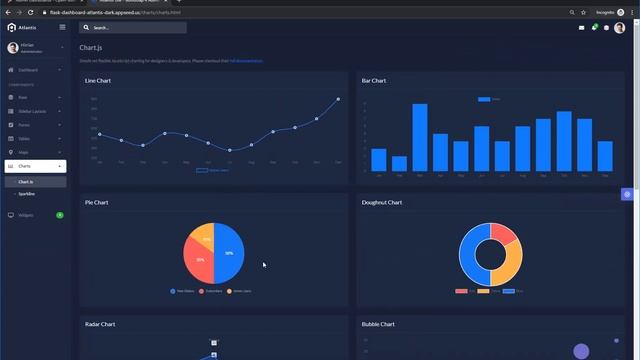 Flask Dashboard Atlantis Dark - Open Source Dashboard | AppSeed смотреть онлайн