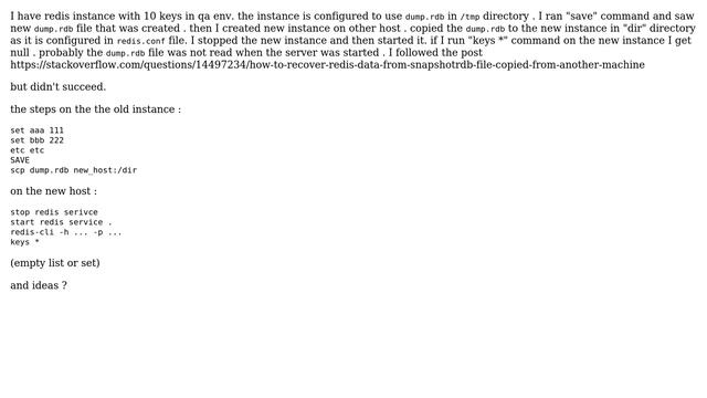 redis instance restore using dump.rdb is not working смотреть онлайн