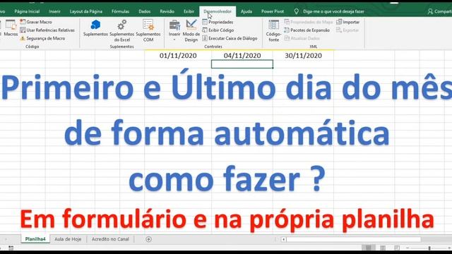Primeiro e Ultimo dia do Mes Atual no Excel com VBA e Sem VBA смотреть онлайн