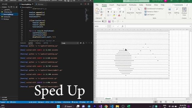 ASCII Bouncing Ball in MS-EXCEL | Python | PixCel смотреть онлайн