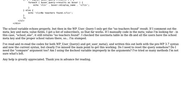 Wordpress: WP_User_Query not returning users with meta - what am I missing? (2 Solutions!!) смотреть онлайн